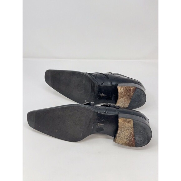 Cesare Paciotti Men Shoes Black Leather Tooled Dagger Square Buckle Slip On US 7 main image 4
